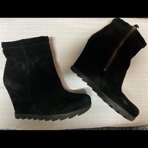 Suede black ankle boots